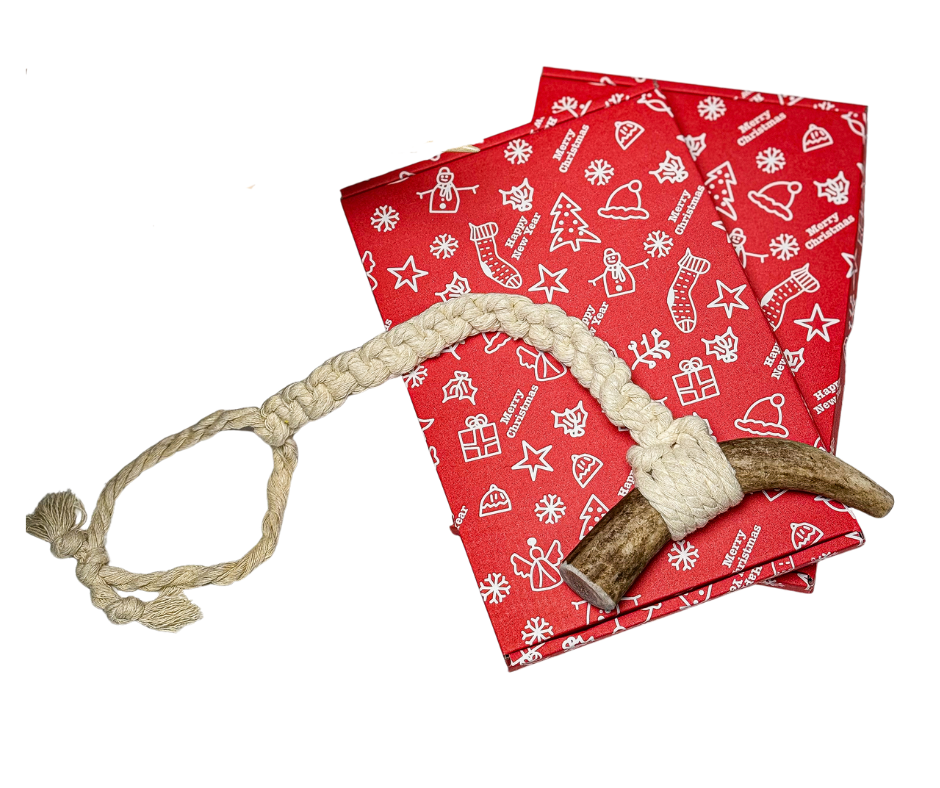Perfect for interactive play and bonding with your pet. Handmade with love. Suitable for puppies and small dogs. Size may vary.  - Antler Chew