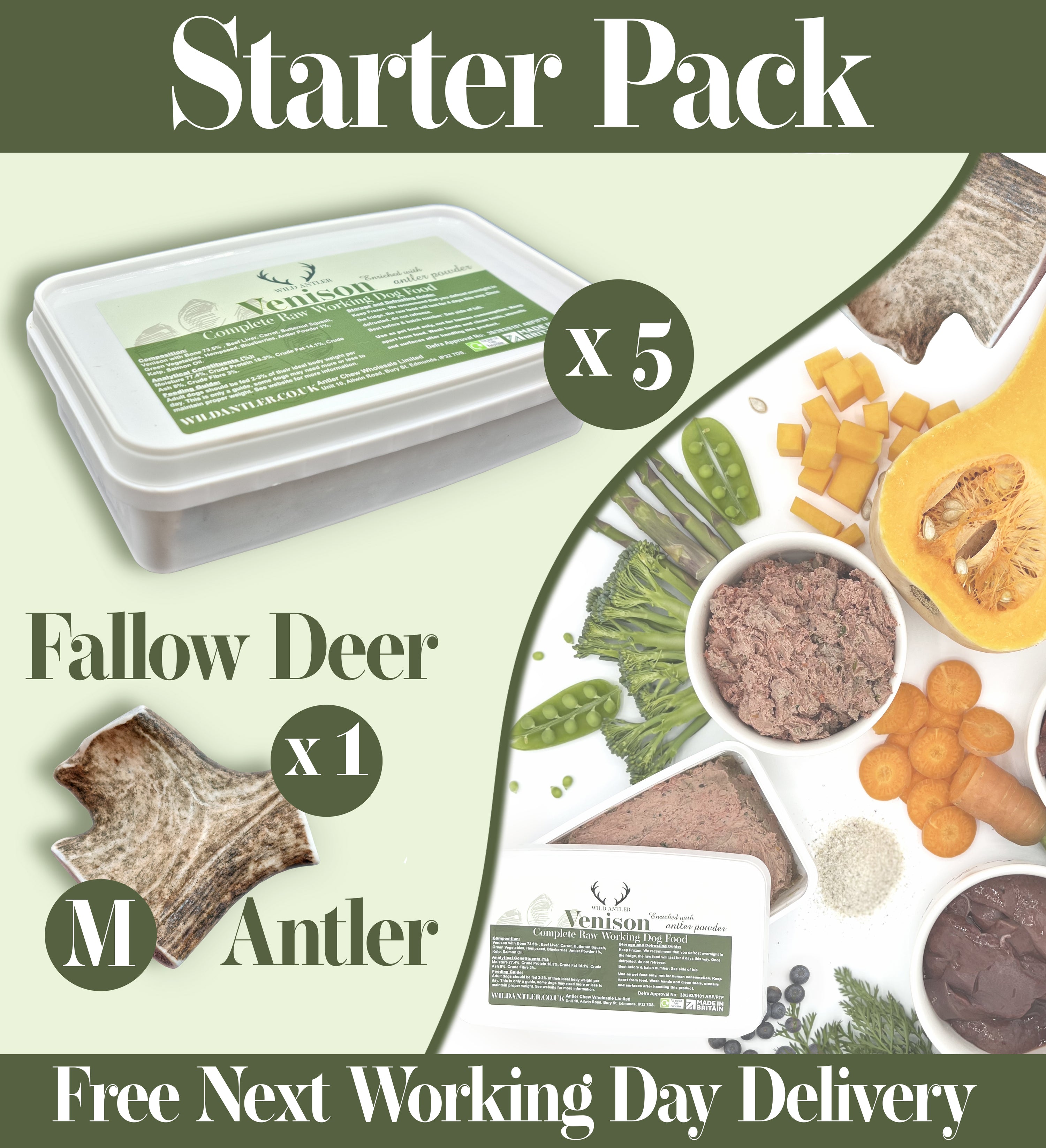 Starter Pack Venison Raw Dog Food - Antler Chew