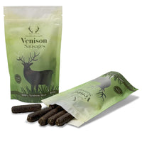 Our best-selling working dog treats are made with 100% Venison Sausage & Intestine. Bursting with high-quality meat for energy and joy!  - Antler Chew 