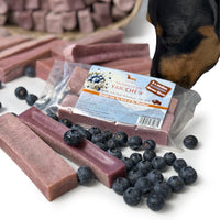 Treat your dog to TREABY's Blueberry Flavour Yak Chew (Medium Size, 2-Pack). Made with natural ingredients, these chews are perfect for puppies and adult dogs aged 14 weeks and older.  - Antler Chew 