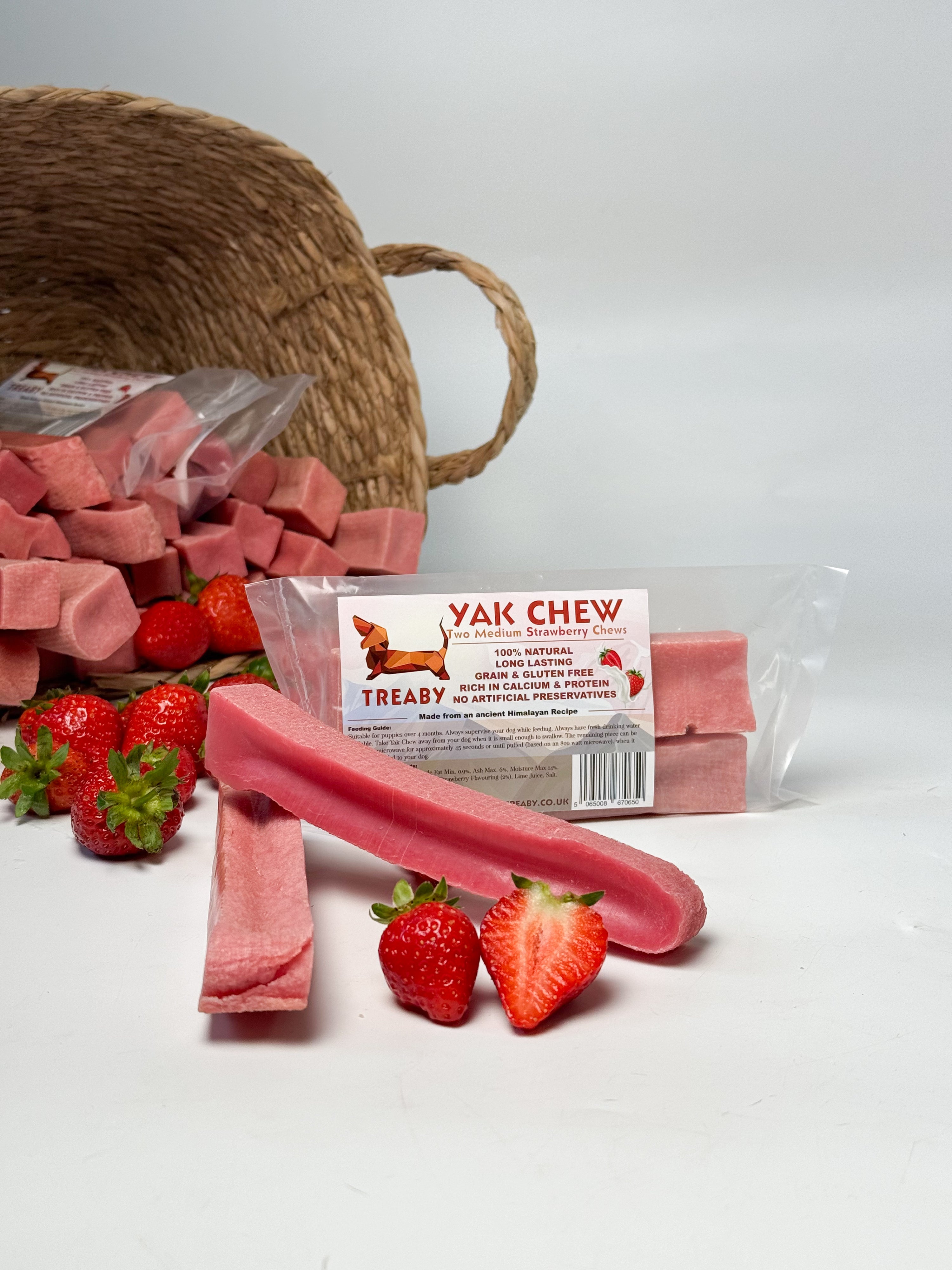 Strawberry Himalayan Yak chew - Medium Size, Pack of 2