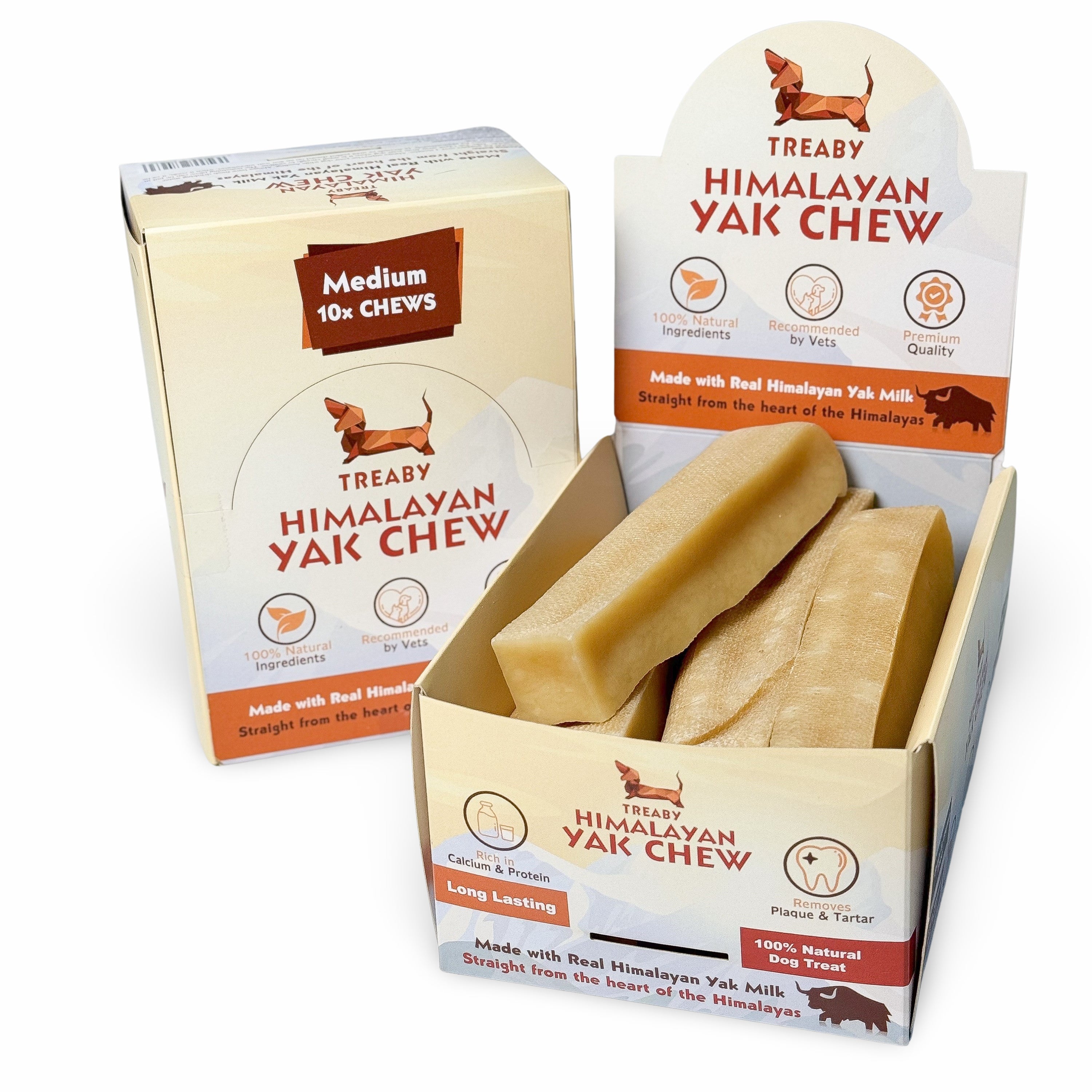 Shop Treaby Himalayan Yak Chew Bundles, crafted from pure Himalayan yak milk. Available in four sizes – small to extra large – these durable, natural dog chews promote dental health and provide hours of enjoyment. Perfect for all dog breeds. Order your pack today!  - Antler Chew 